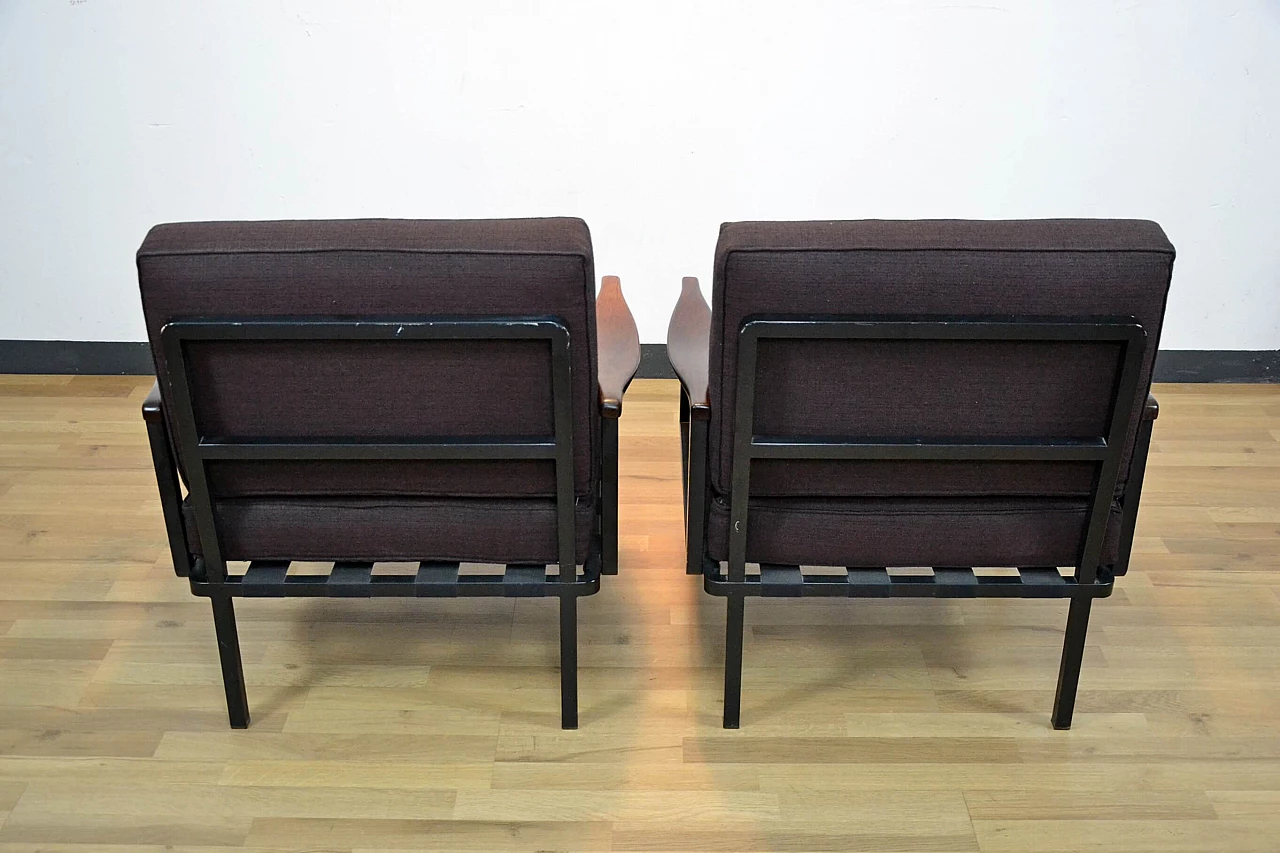 Pair of P24 armchairs in rosewood by Osvaldo Borsani for Tecno, 1960s 4