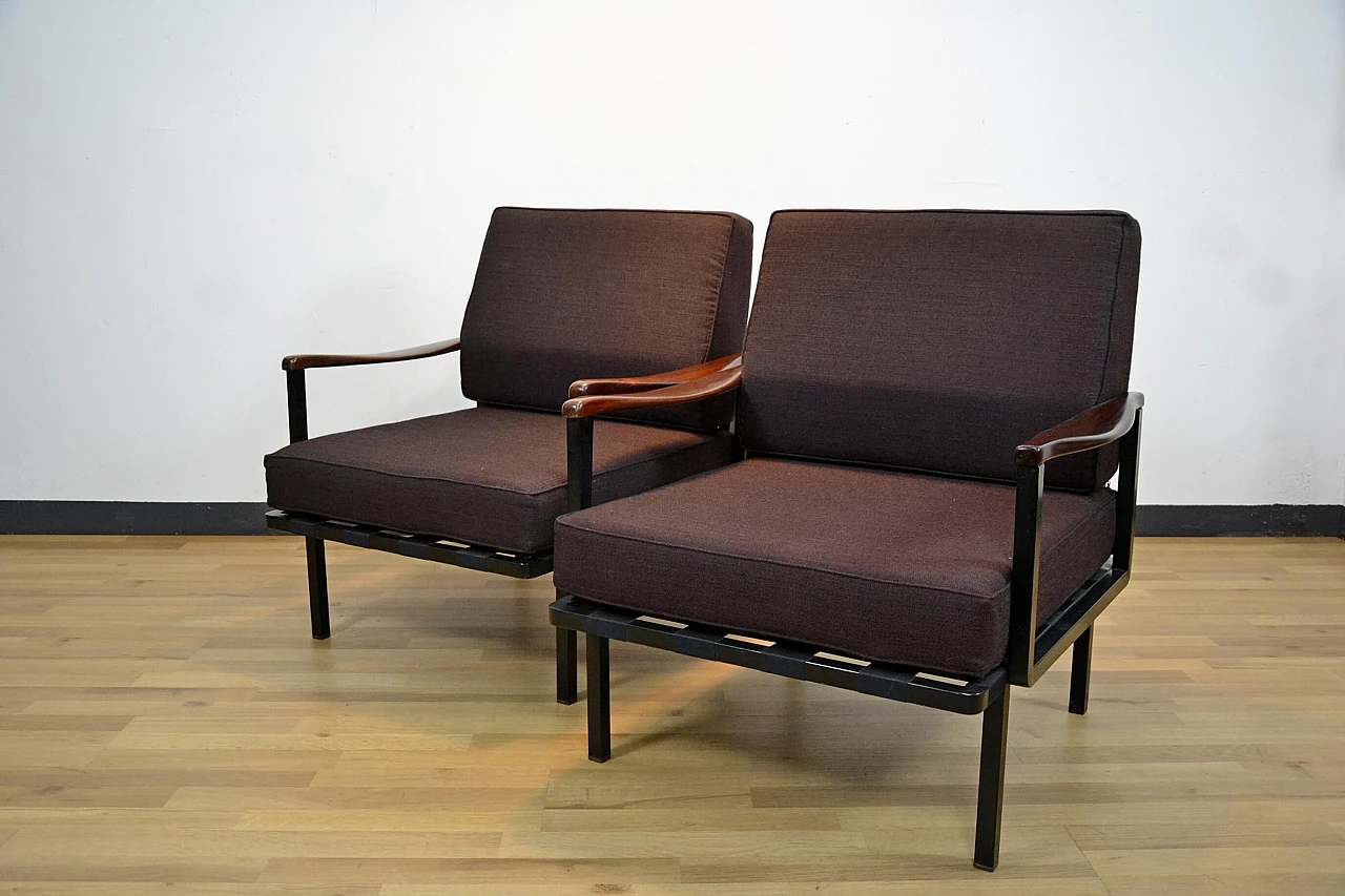 Pair of P24 armchairs in rosewood by Osvaldo Borsani for Tecno, 1960s 6