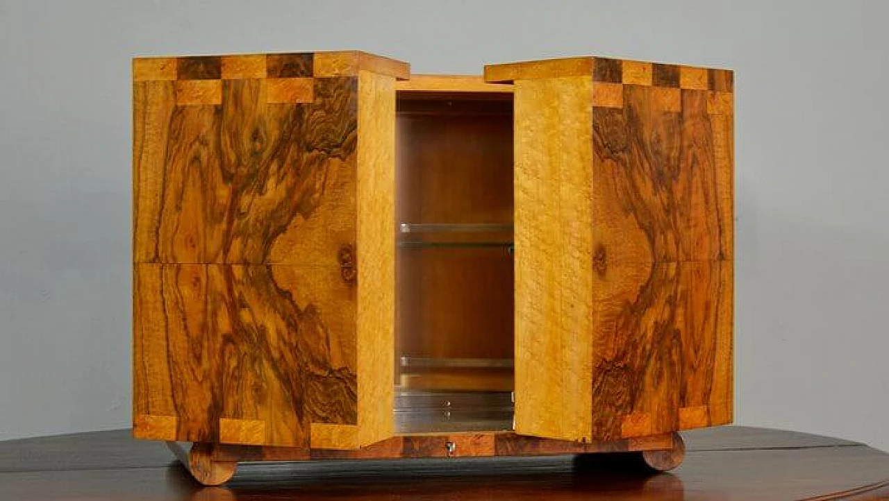 Art Deco style bar cabinet in walnut by Albicocchi & Frediani, 1920s 8