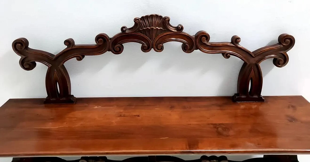 Baroque-style carved solid beech bench, 1960s 6