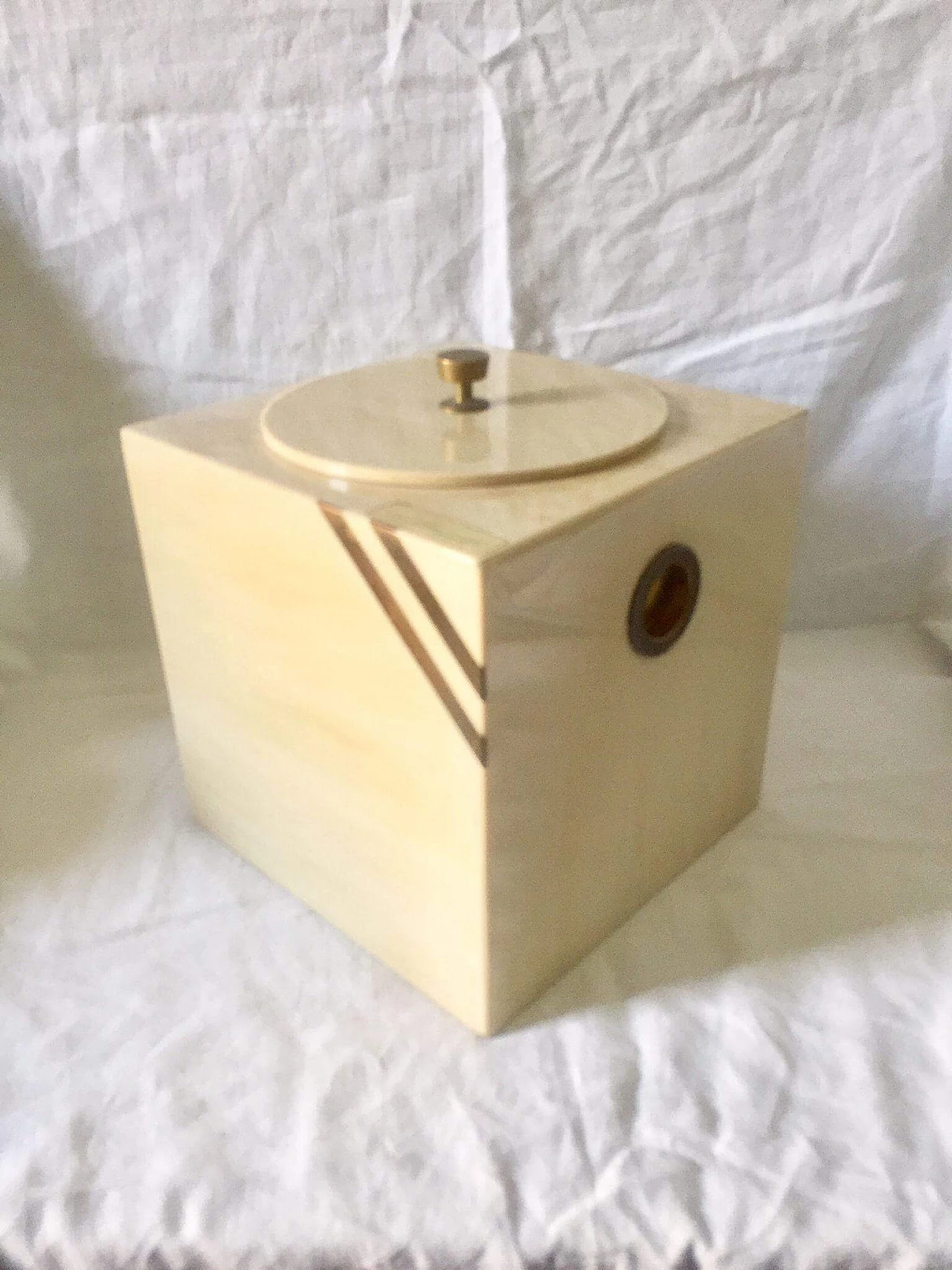 White ice bucket, acrylic and brass, 1970s 5
