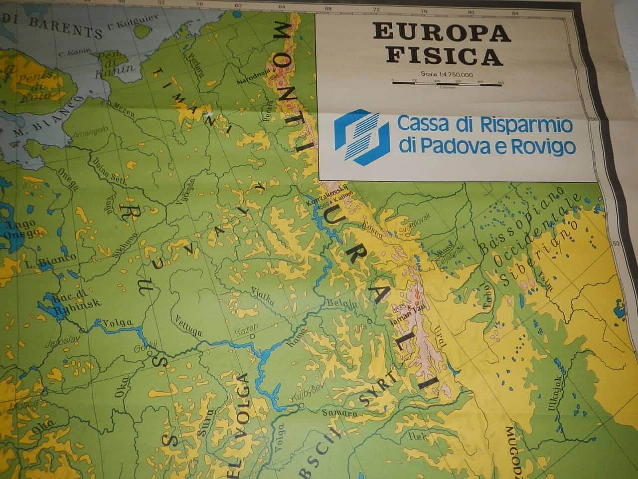 Cartina dell'Europa fisica di Vallardi Industrie Grafiche, anni '90 2