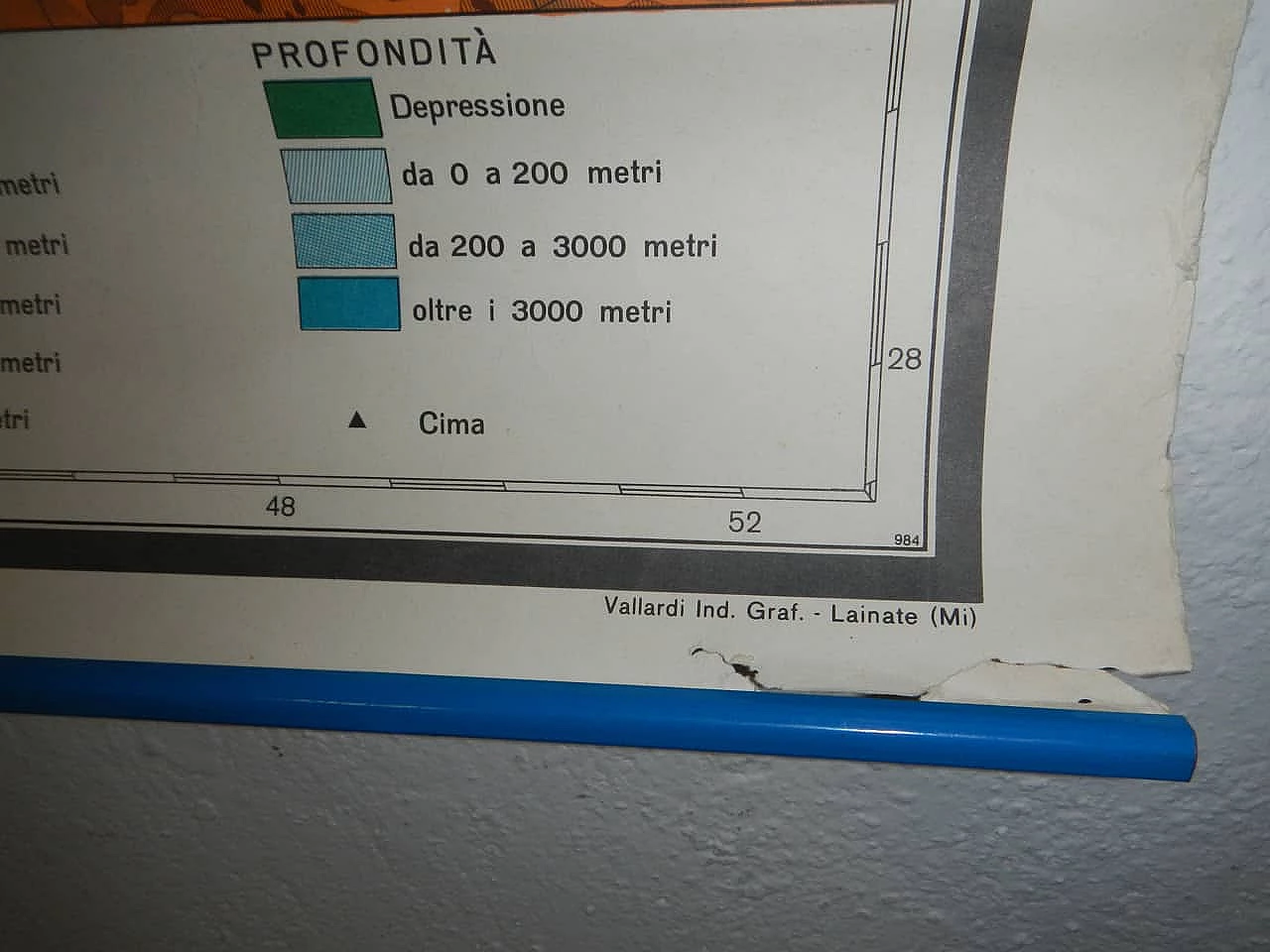 Cartina dell'Europa fisica di Vallardi Industrie Grafiche, anni '90 10