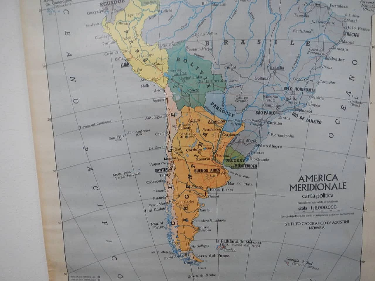 South America map by IGDA Officine Grafiche, 1970s 9