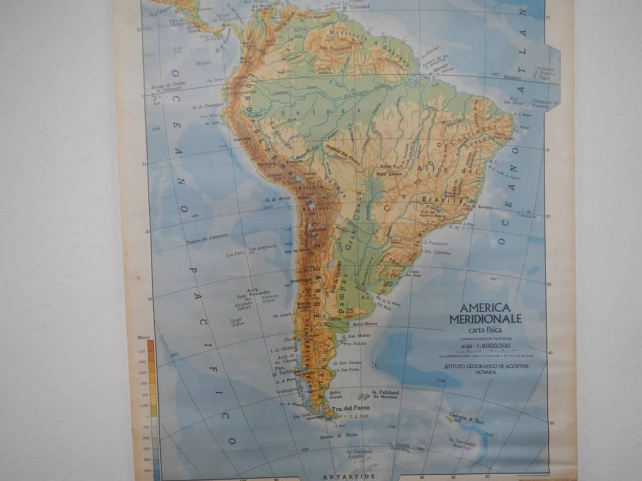 South America map by IGDA Officine Grafiche, 1970s 11