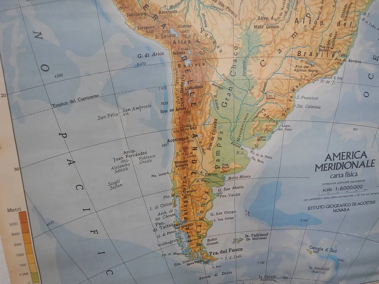 South America map by IGDA Officine Grafiche, 1970s 12