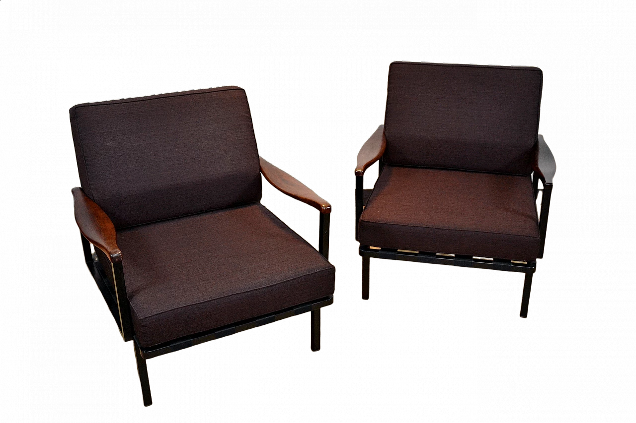 Pair of P24 armchairs in rosewood by Osvaldo Borsani for Tecno, 1960s 9