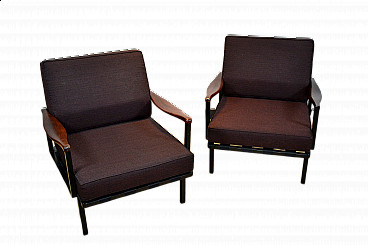 Pair of P24 armchairs in rosewood by Osvaldo Borsani for Tecno, 1960s