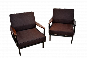 Pair of P24 armchairs in rosewood by Osvaldo Borsani for Tecno, 1960s