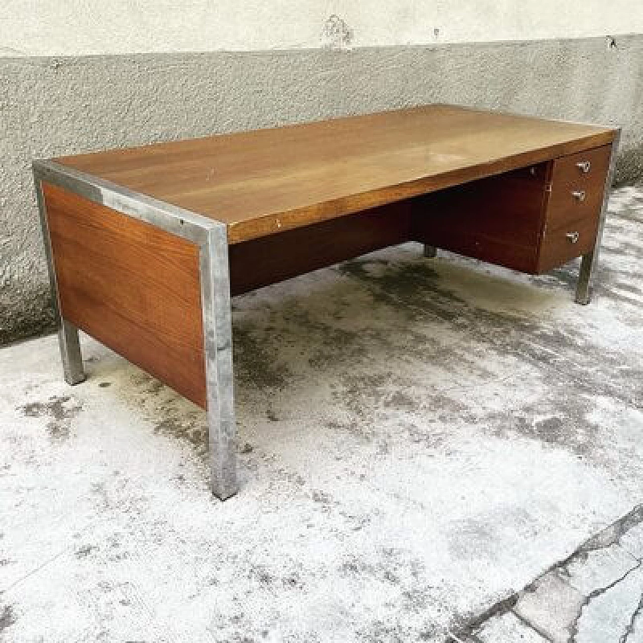 Tecnika wooden desk with 3 drawers by Ettore Sottsass for Poltronova, 1970s 2