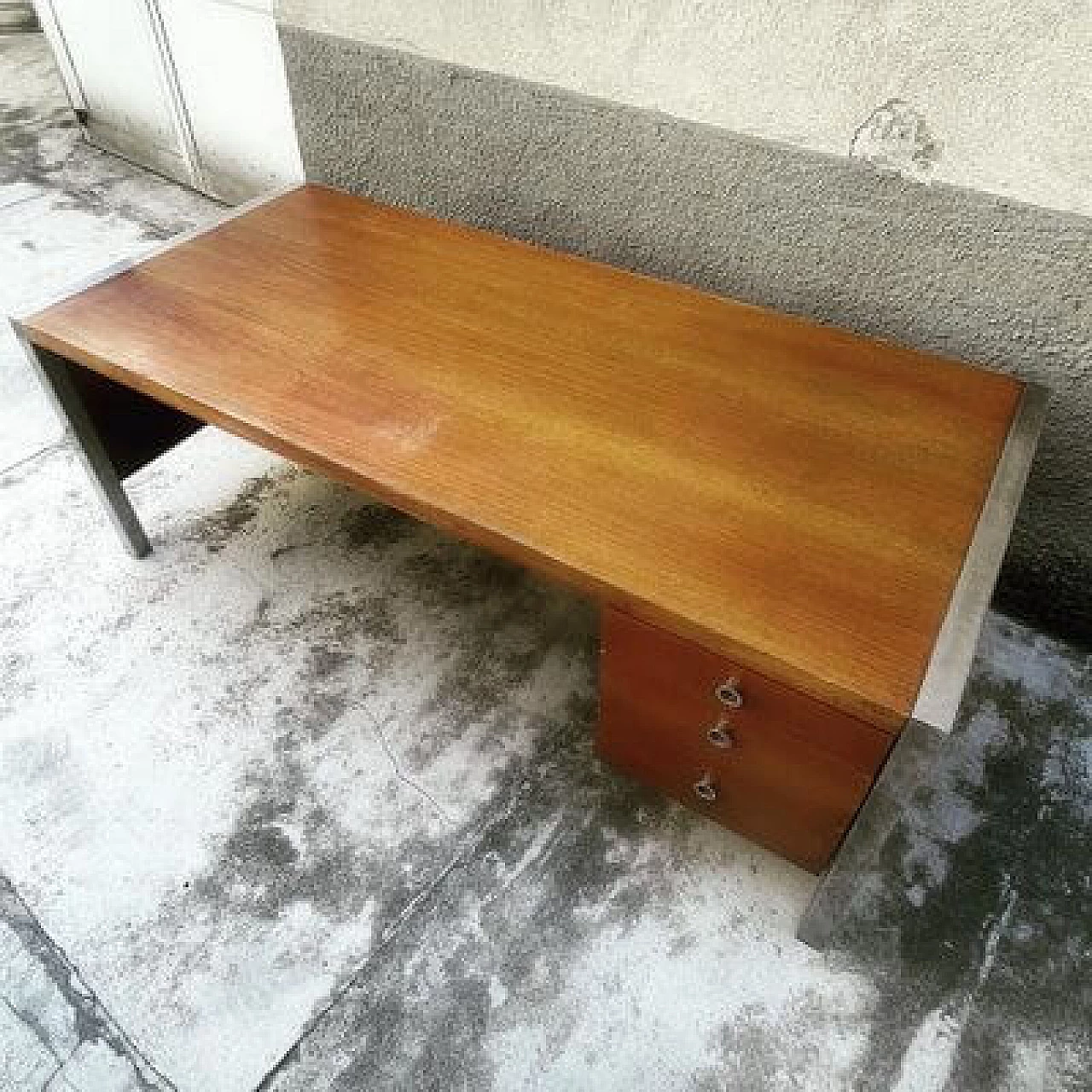 Tecnika wooden desk with 3 drawers by Ettore Sottsass for Poltronova, 1970s 4