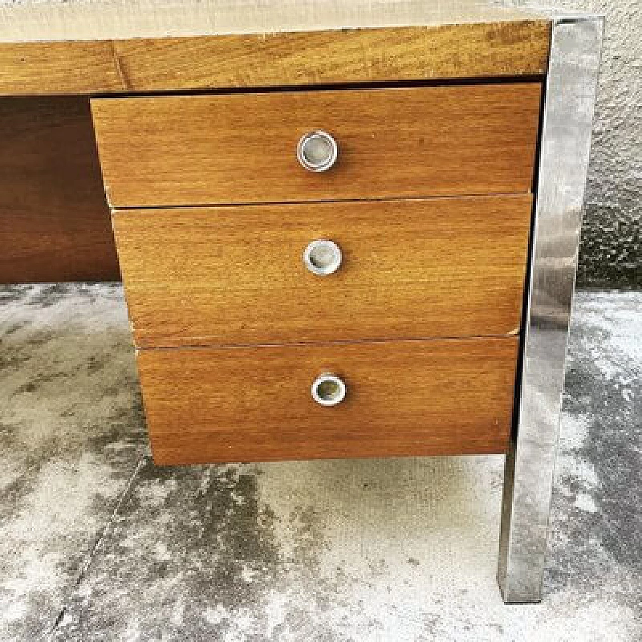 Tecnika wooden desk with 3 drawers by Ettore Sottsass for Poltronova, 1970s 7