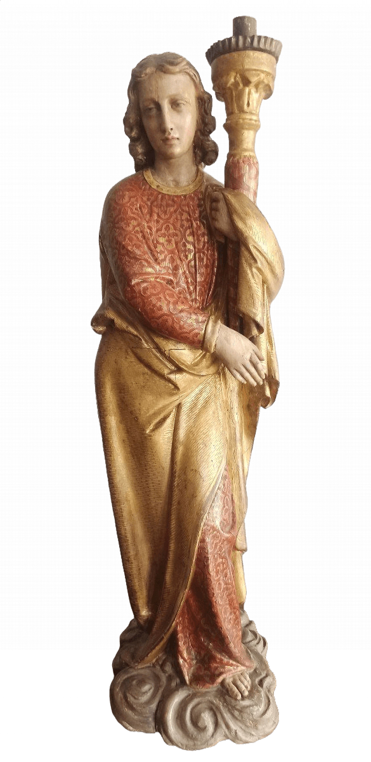 Wooden sculpture of a Reggicero angel, 18th century 12