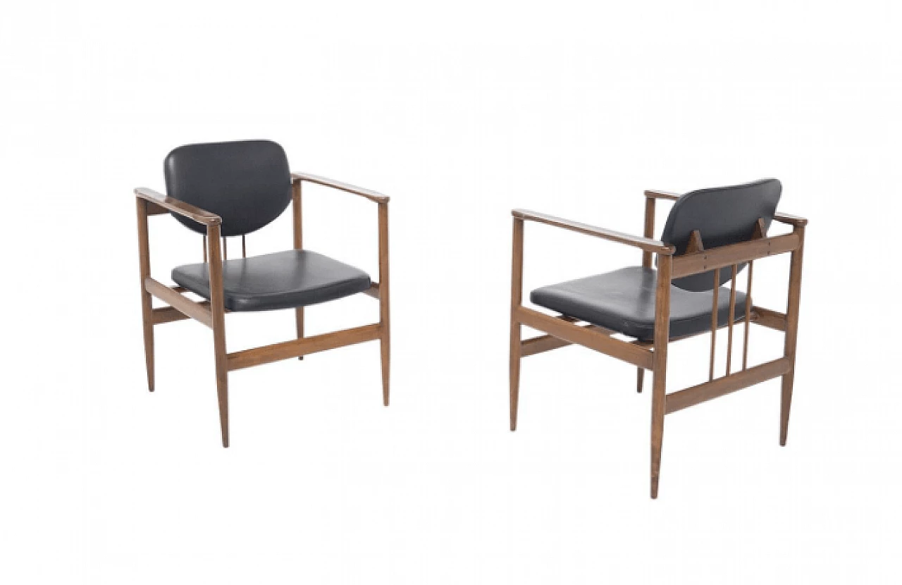 Coppia di poltrone scandinave in legno attribuite a Gunnar Asplund, anni '50 1