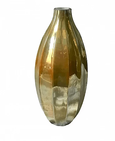 Vaso modernista in vetro iridescente e traslucido con sfumature d'argento, anni '80