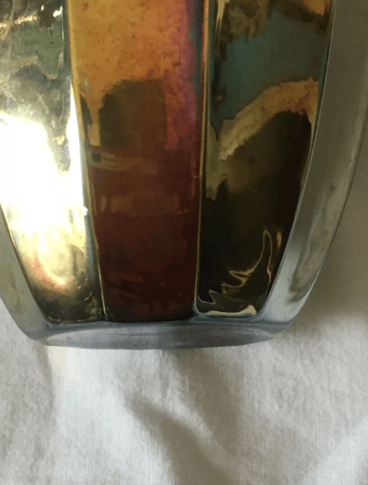 Vaso modernista in vetro iridescente e traslucido con sfumature d'argento, anni '80 11