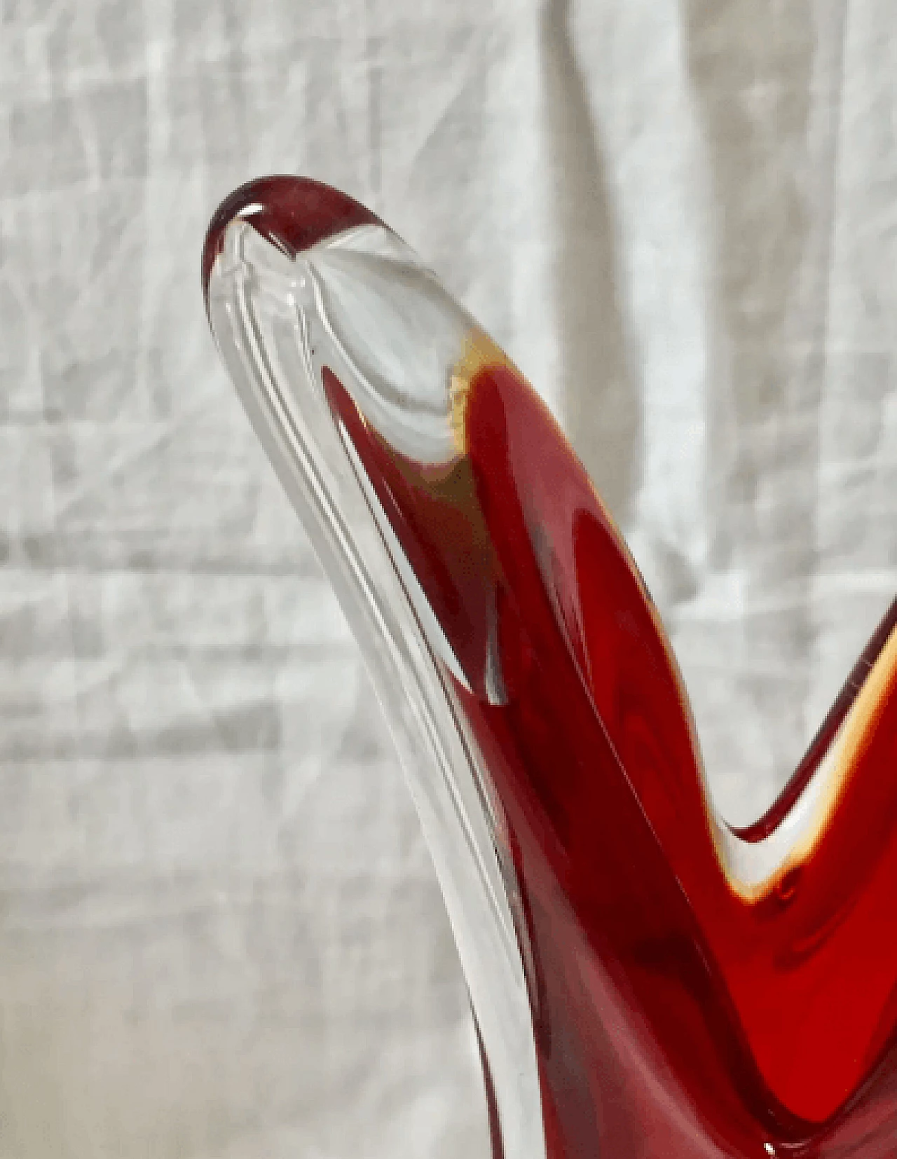 Vaso in vetro di Murano sommerso rosso di Flavio Poli per Seguso, anni '50 5