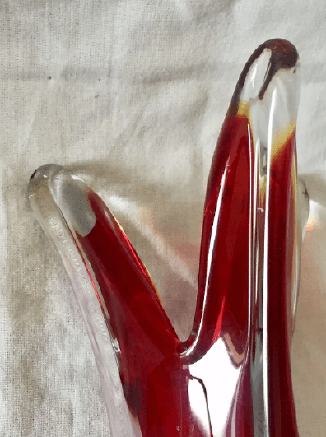 Red submerged Murano glass vase by Flavio Poli for Seguso, 1950s 10