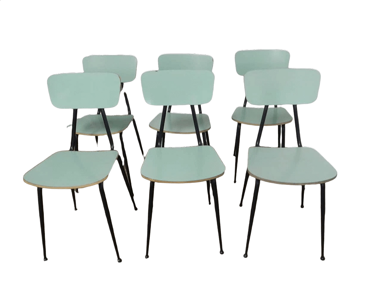 6 Sedie in formica verde, anni '70 9