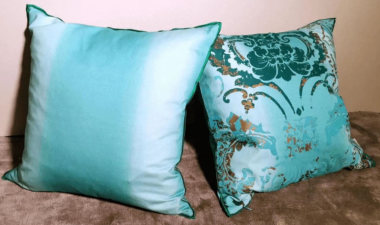 Pair of printed cotton cushions with feather interior by Tricia Guild, 2000s 14