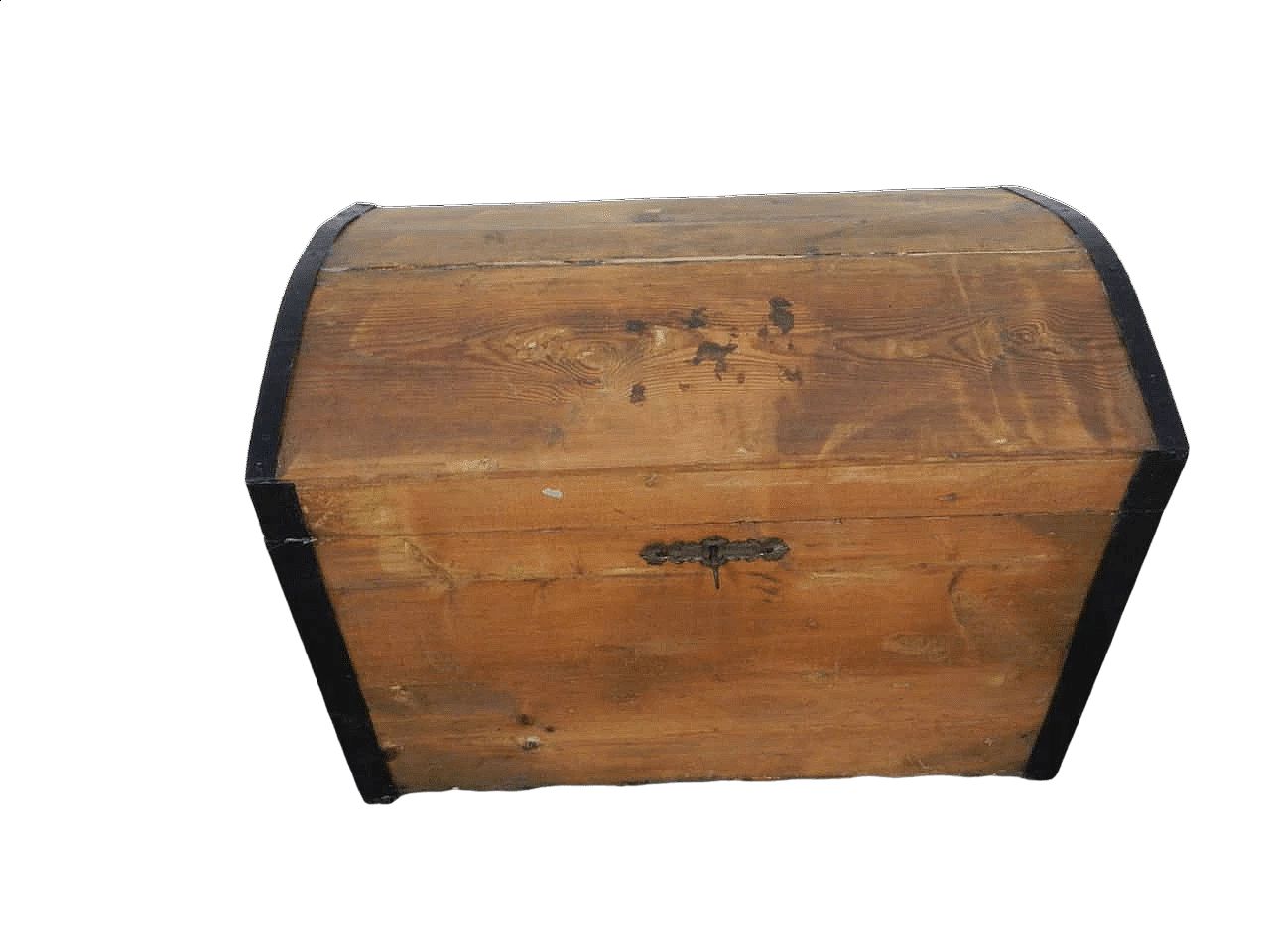 Trunk in fir wood with rounded lid, 1950s 10