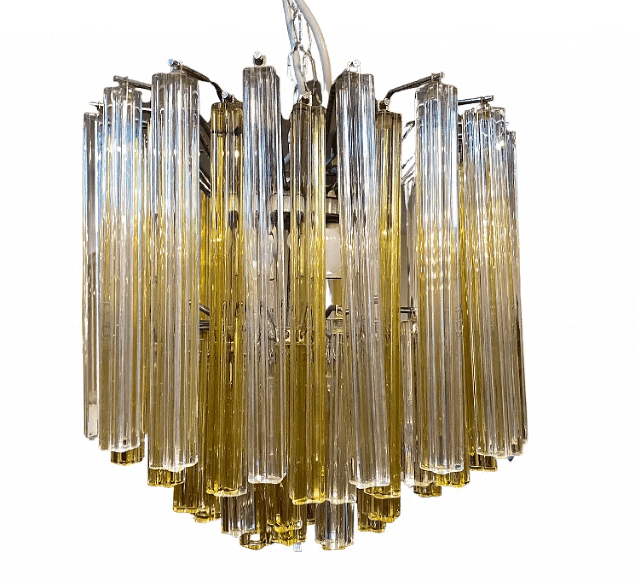 Lampadario rotondo in vetro di Murano Trilobi di Venini, anni '70 1