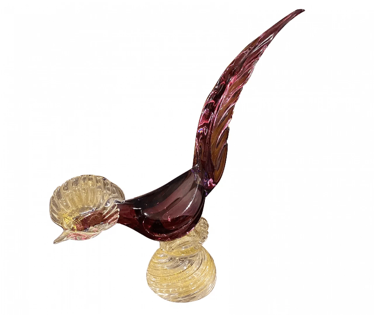 Bird-shaped Murano glass sculpture in the style of Barovier, 1970s 2