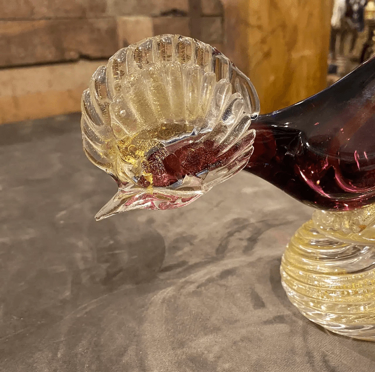 Scultura a forma di uccello in vetro di Murano nello stile di Barovier, anni '70 3