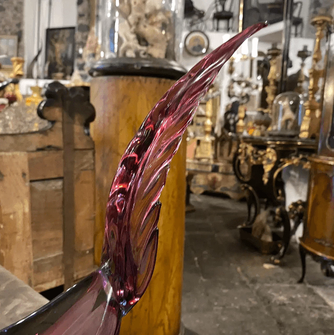 Bird-shaped Murano glass sculpture in the style of Barovier, 1970s 5