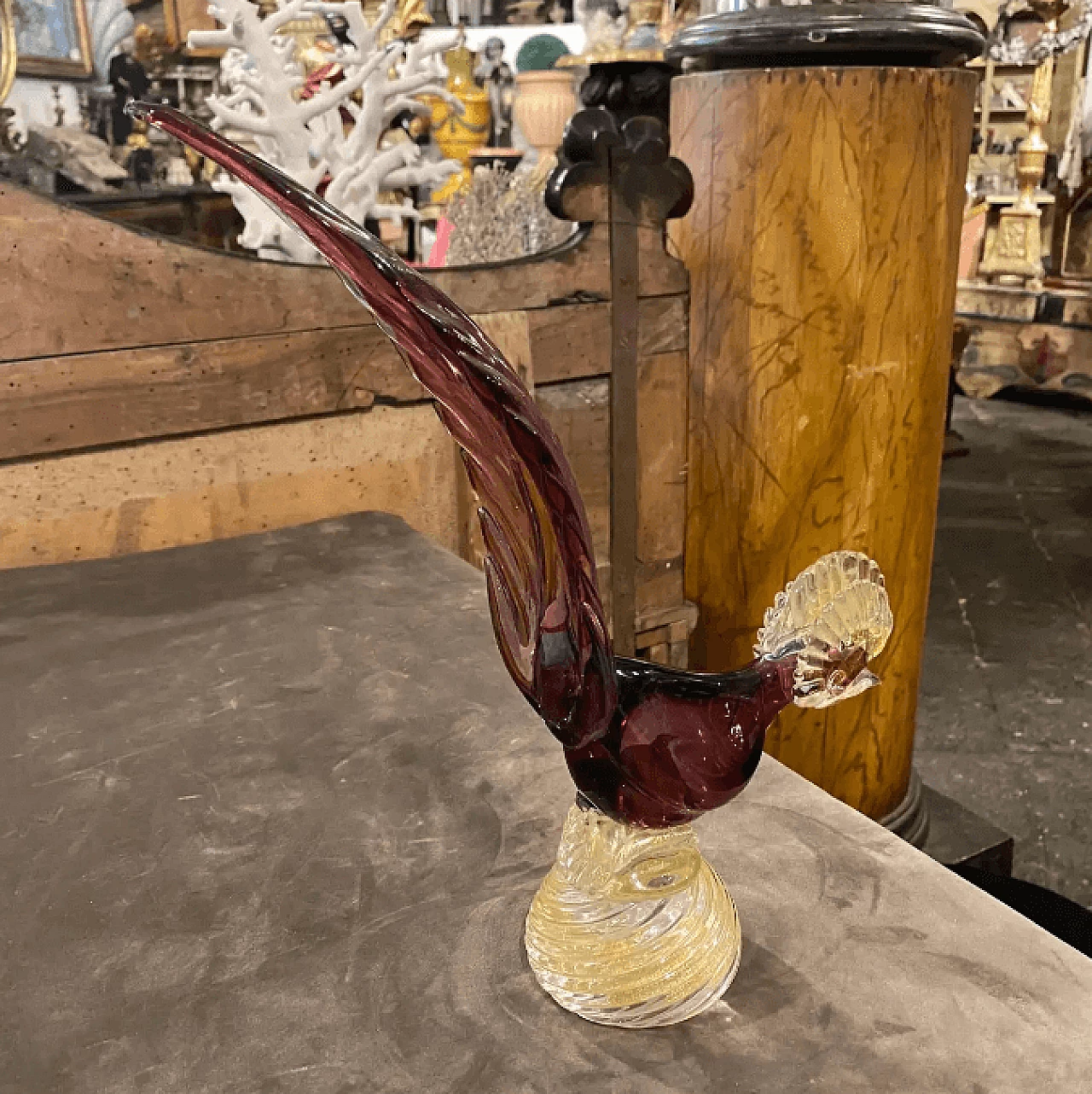 Bird-shaped Murano glass sculpture in the style of Barovier, 1970s 6