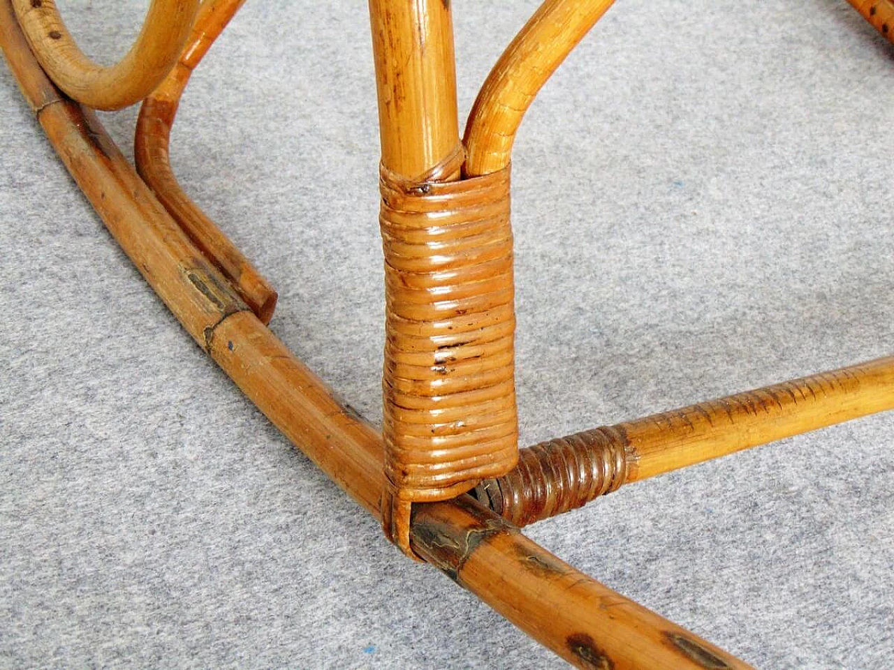 Bamboo and wicker rocking chair, 1970s 6