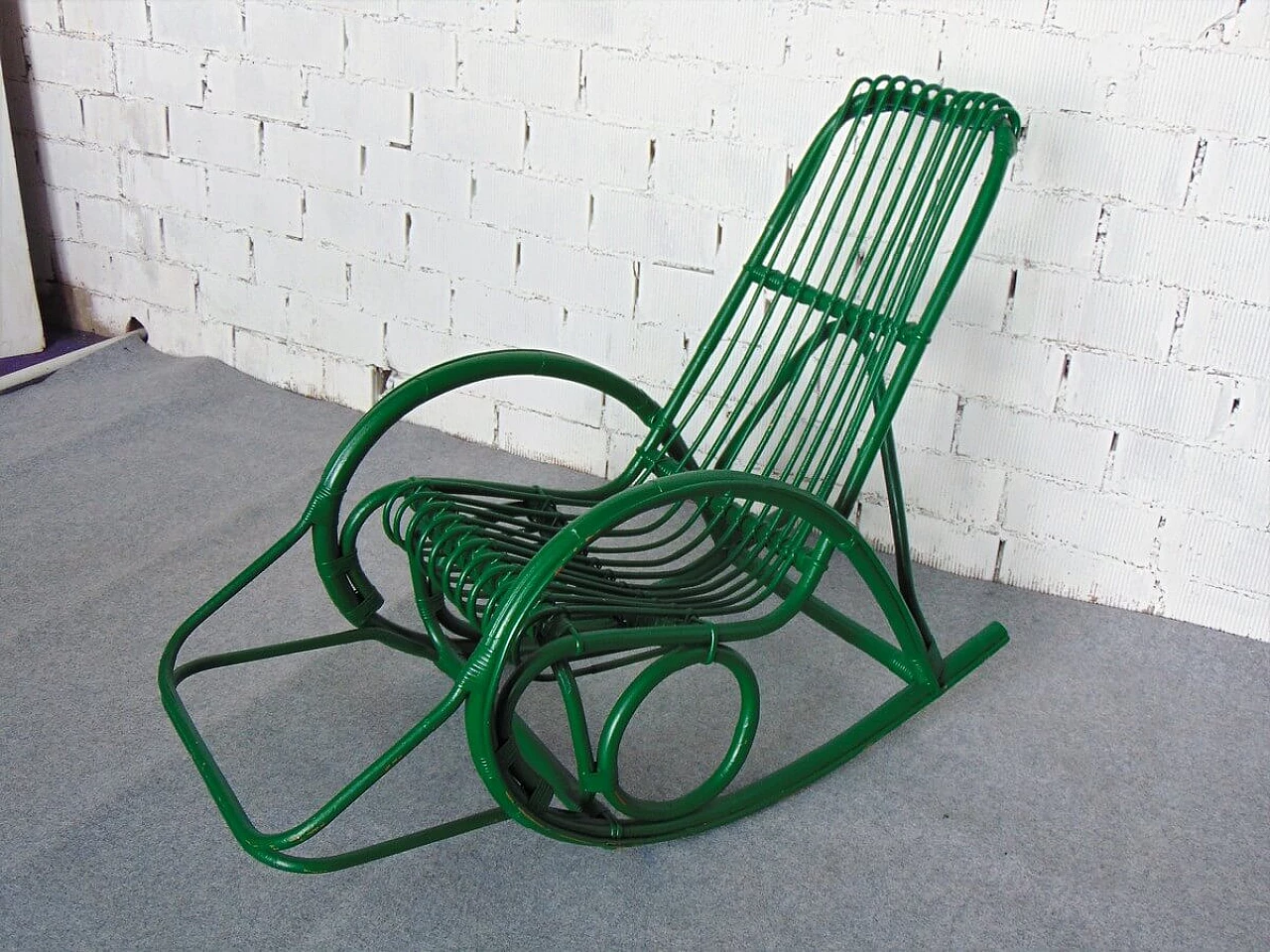 Rocking armchair in bamboo, 1970s 1