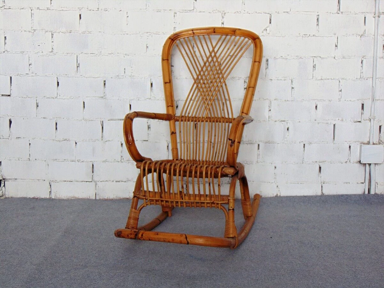 Armchair in bamboo and wicker, 1970s 1