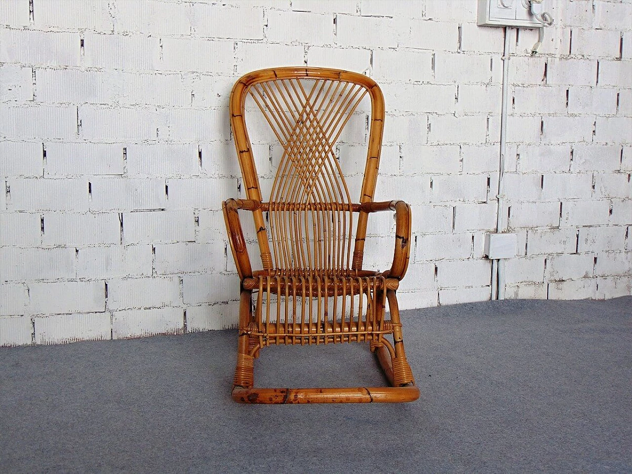 Armchair in bamboo and wicker, 1970s 3