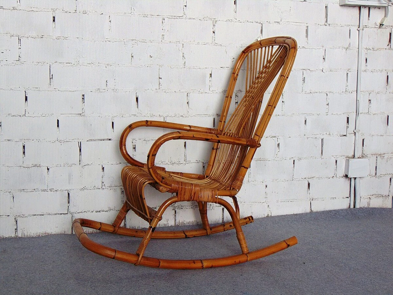 Armchair in bamboo and wicker, 1970s 4