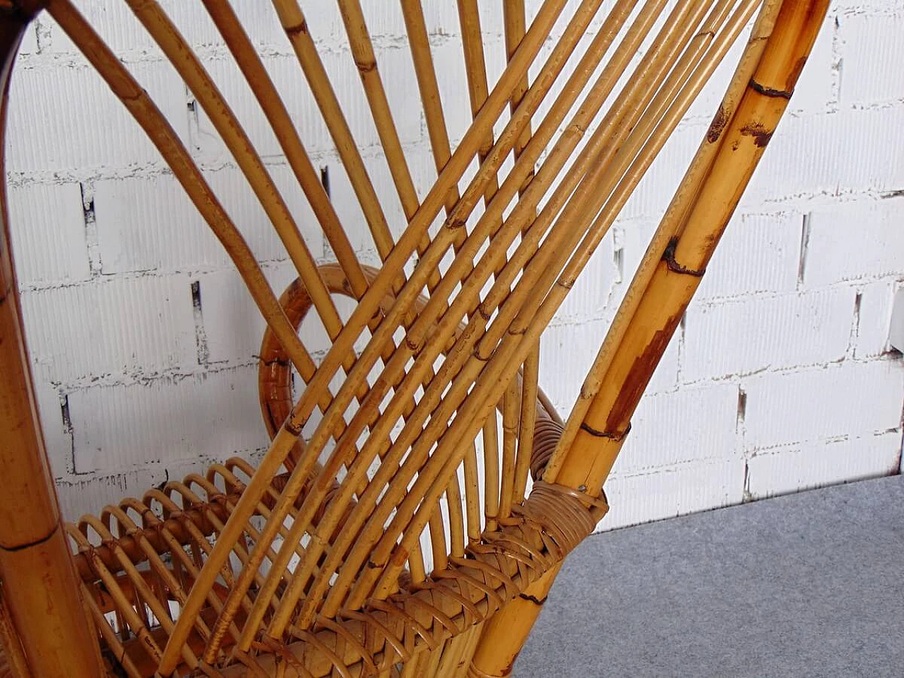 Armchair in bamboo and wicker, 1970s 6