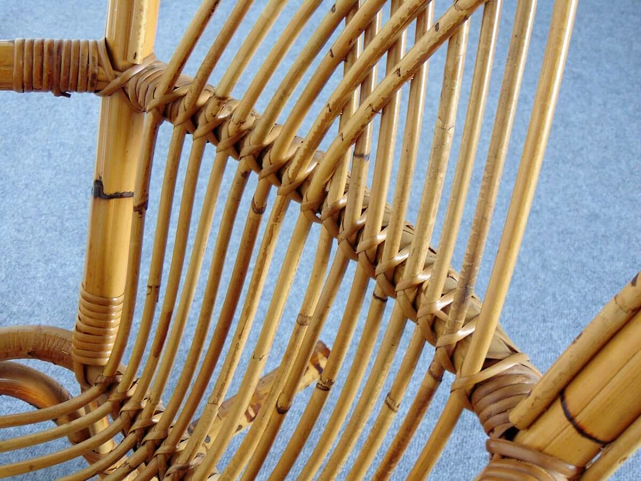 Poltrona in bambù e midollino, anni '70 7