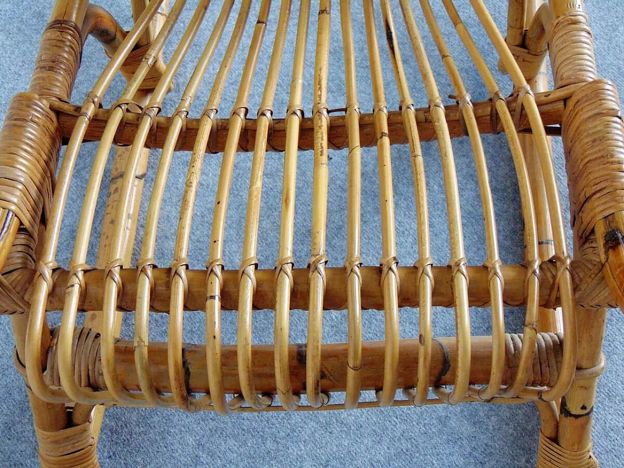 Armchair in bamboo and wicker, 1970s 8
