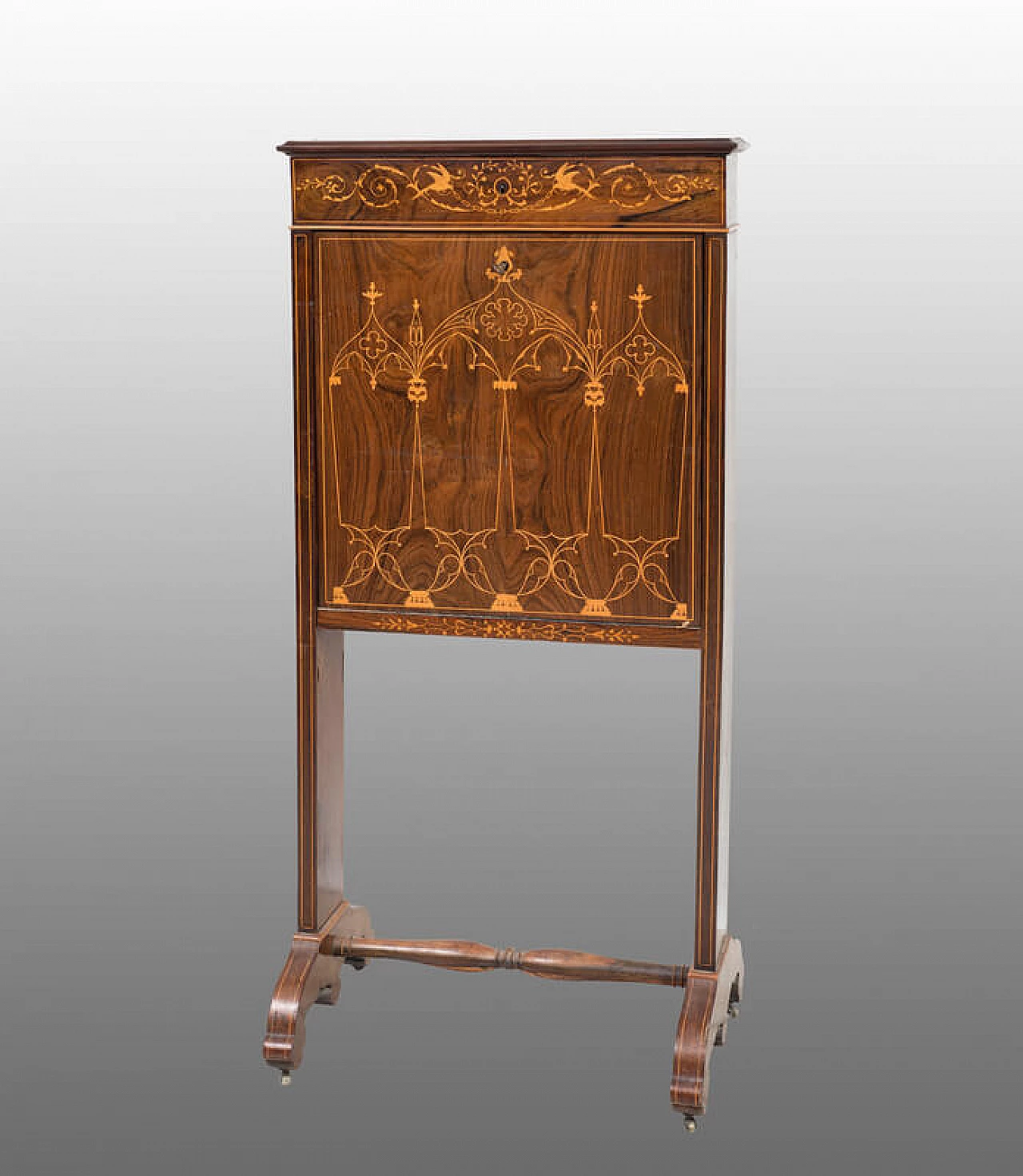Charles X secrétaire in fine wood with maple inlay grafts, 19th century 1