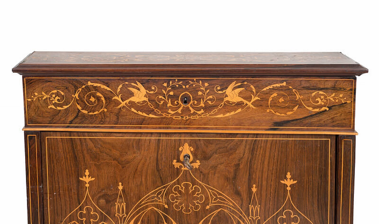 Charles X secrétaire in fine wood with maple inlay grafts, 19th century 2