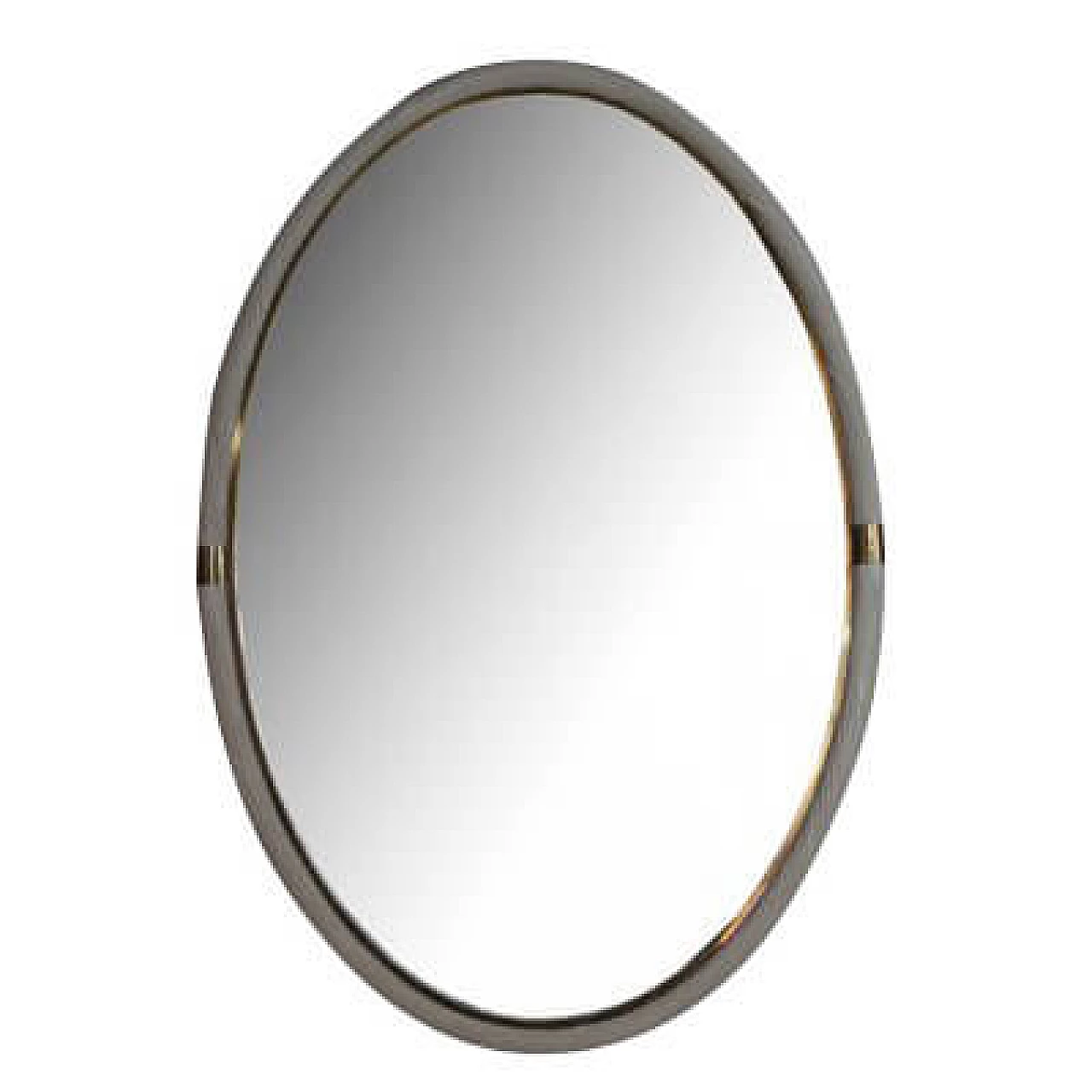Specchio ovale  in vimini bianco e ottone, attr. a Tommaso Barbi, anni '60 10