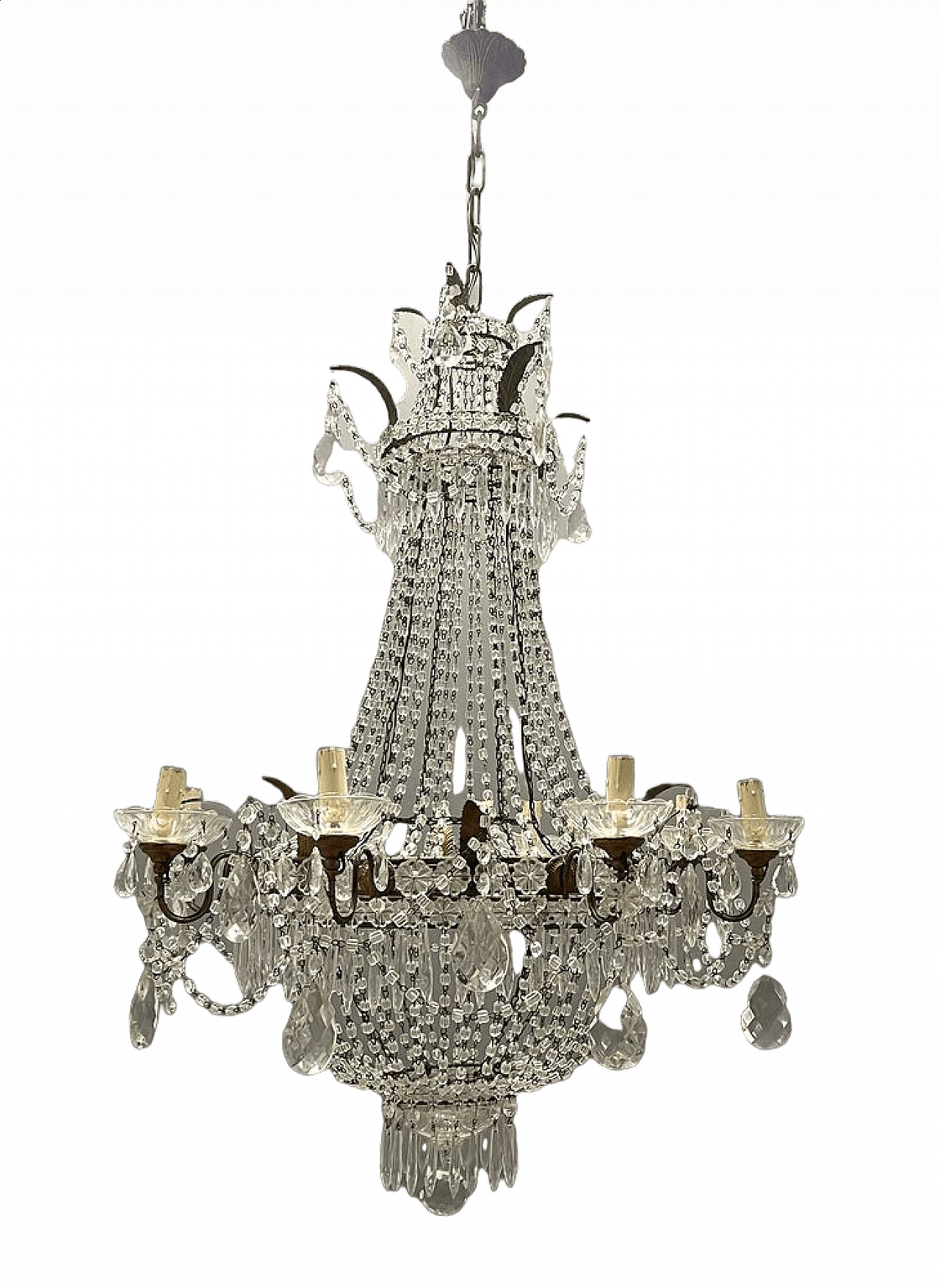 Art Deco chandelier in crystal, 1940s 13