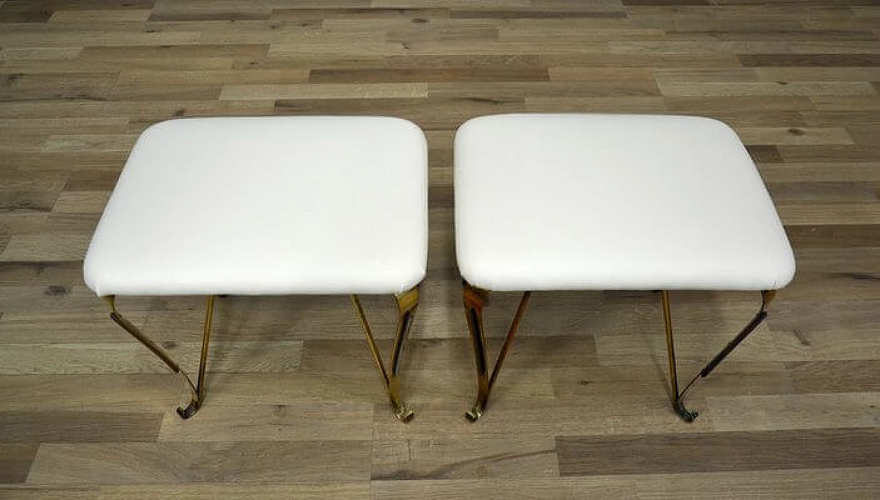 Pair of stools in brass and eco leather stools by Pier Luigi Colli, 1940s 7