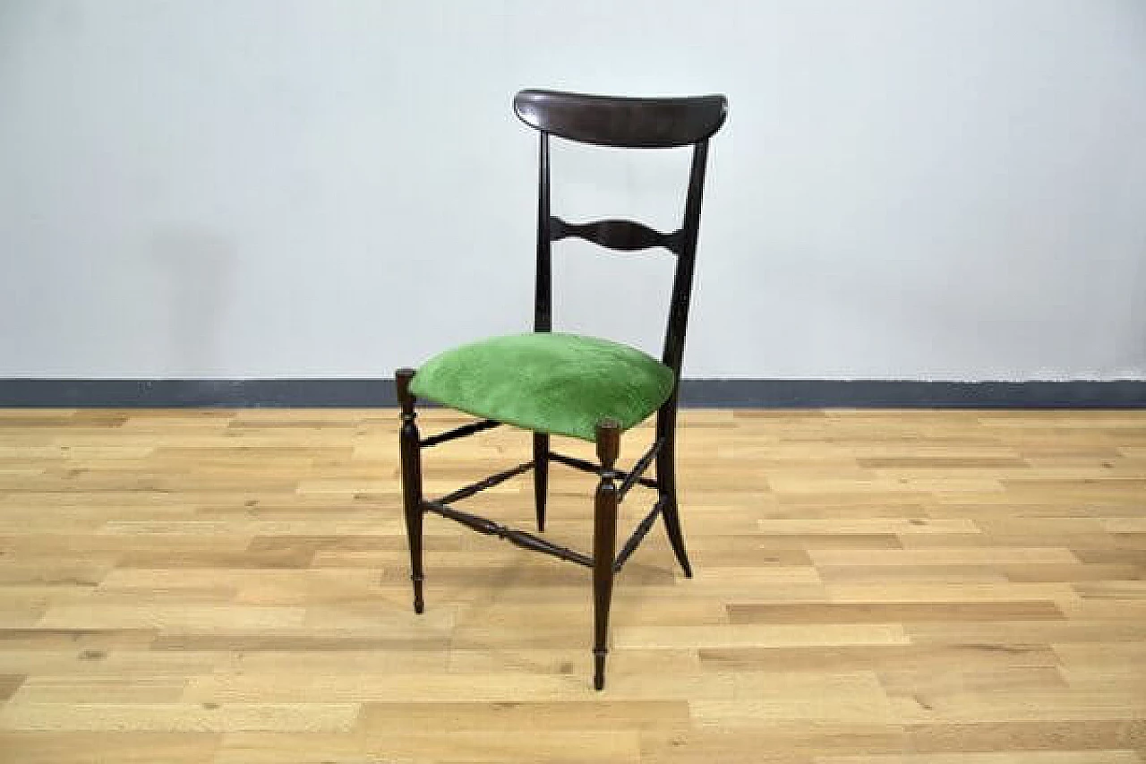 4 Campanino walnut chairs by Descalzi for Fratelli Levaggi, 1950s 1