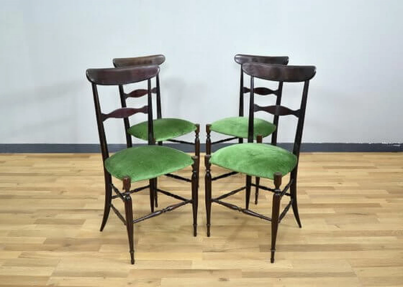 4 Campanino walnut chairs by Descalzi for Fratelli Levaggi, 1950s 2
