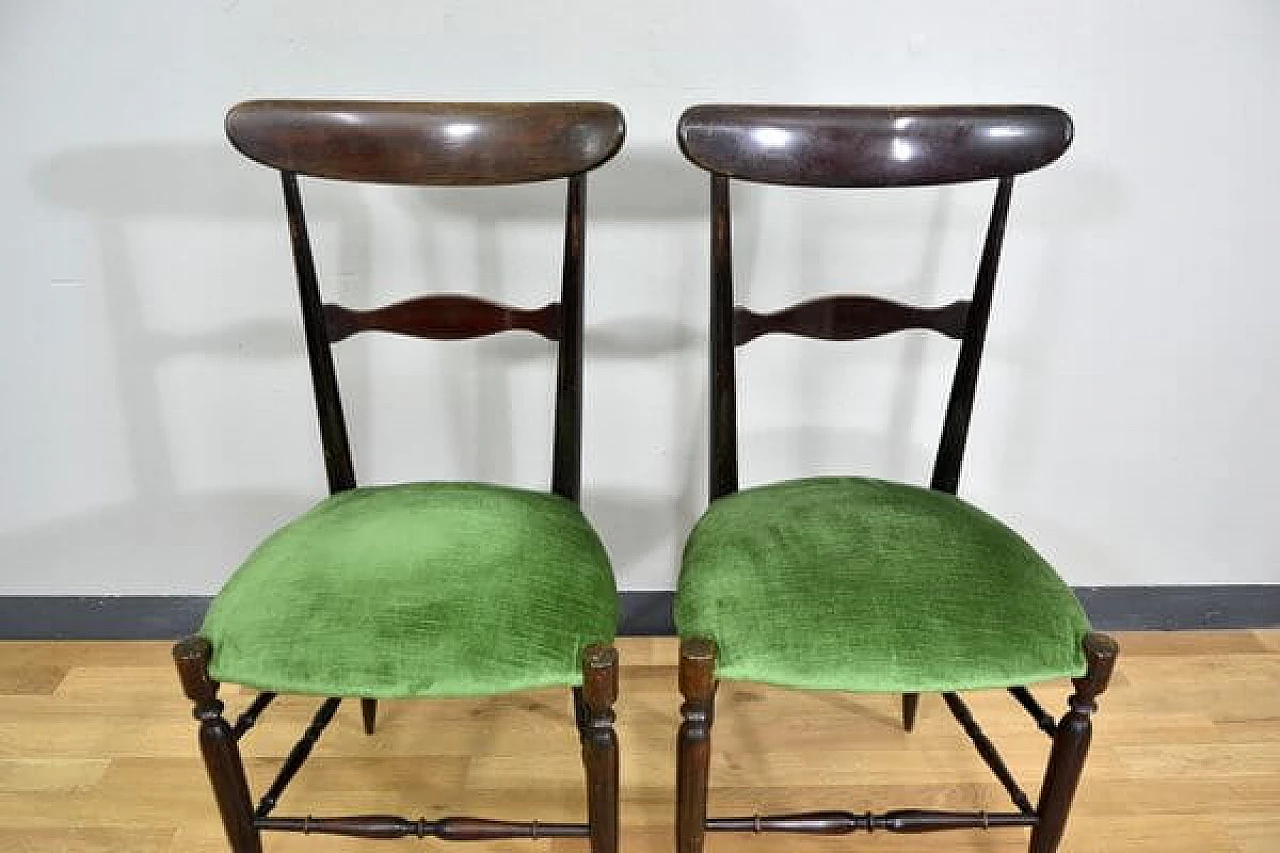 4 Campanino walnut chairs by Descalzi for Fratelli Levaggi, 1950s 5