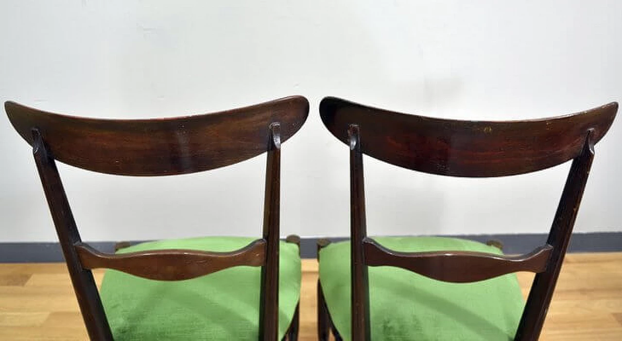 4 Campanino walnut chairs by Descalzi for Fratelli Levaggi, 1950s 6