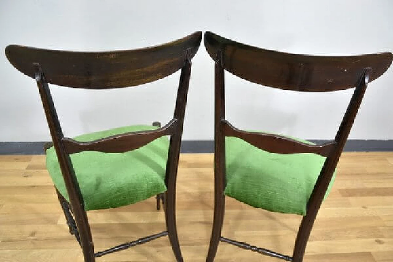 4 Campanino walnut chairs by Descalzi for Fratelli Levaggi, 1950s 7