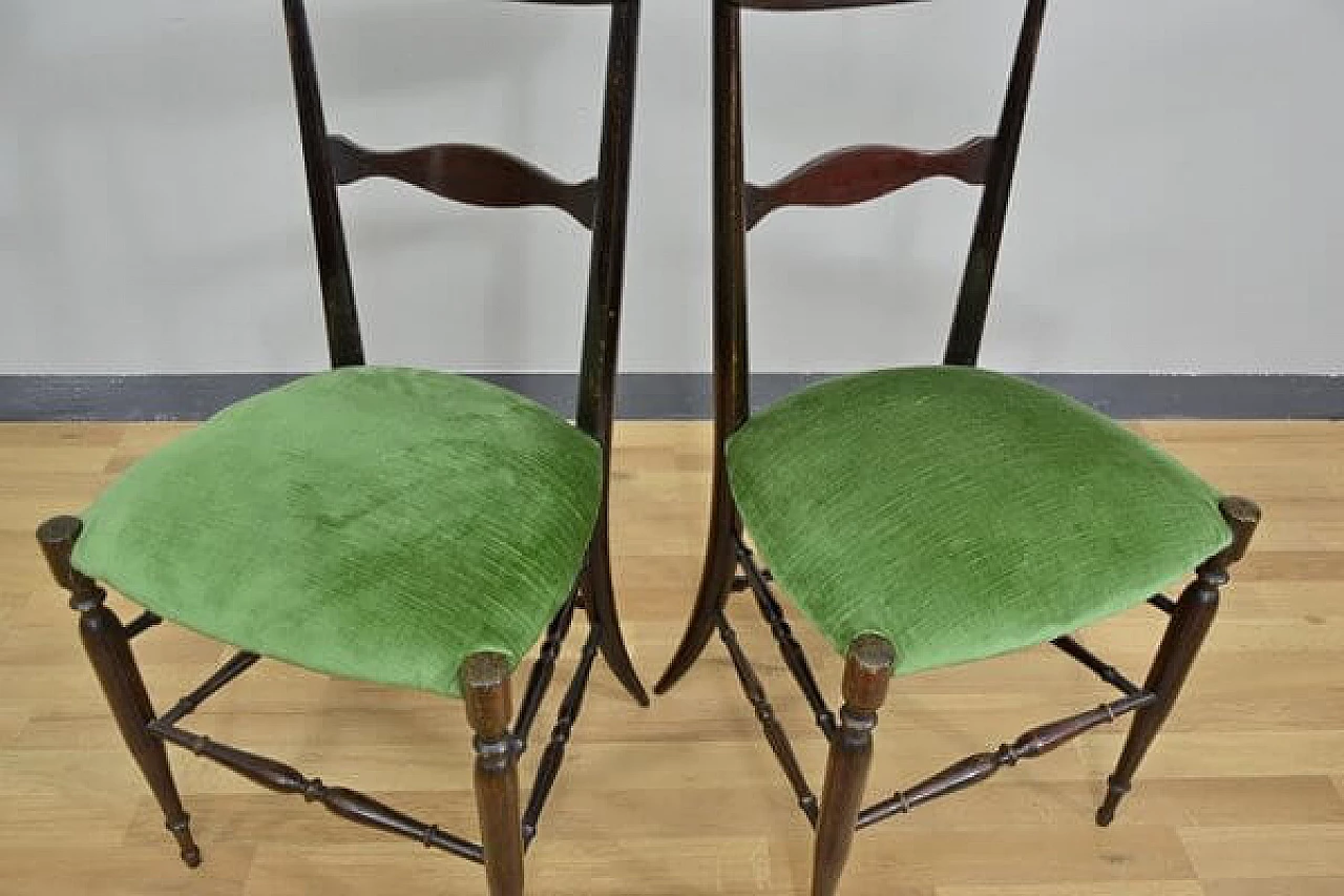 4 Campanino walnut chairs by Descalzi for Fratelli Levaggi, 1950s 8