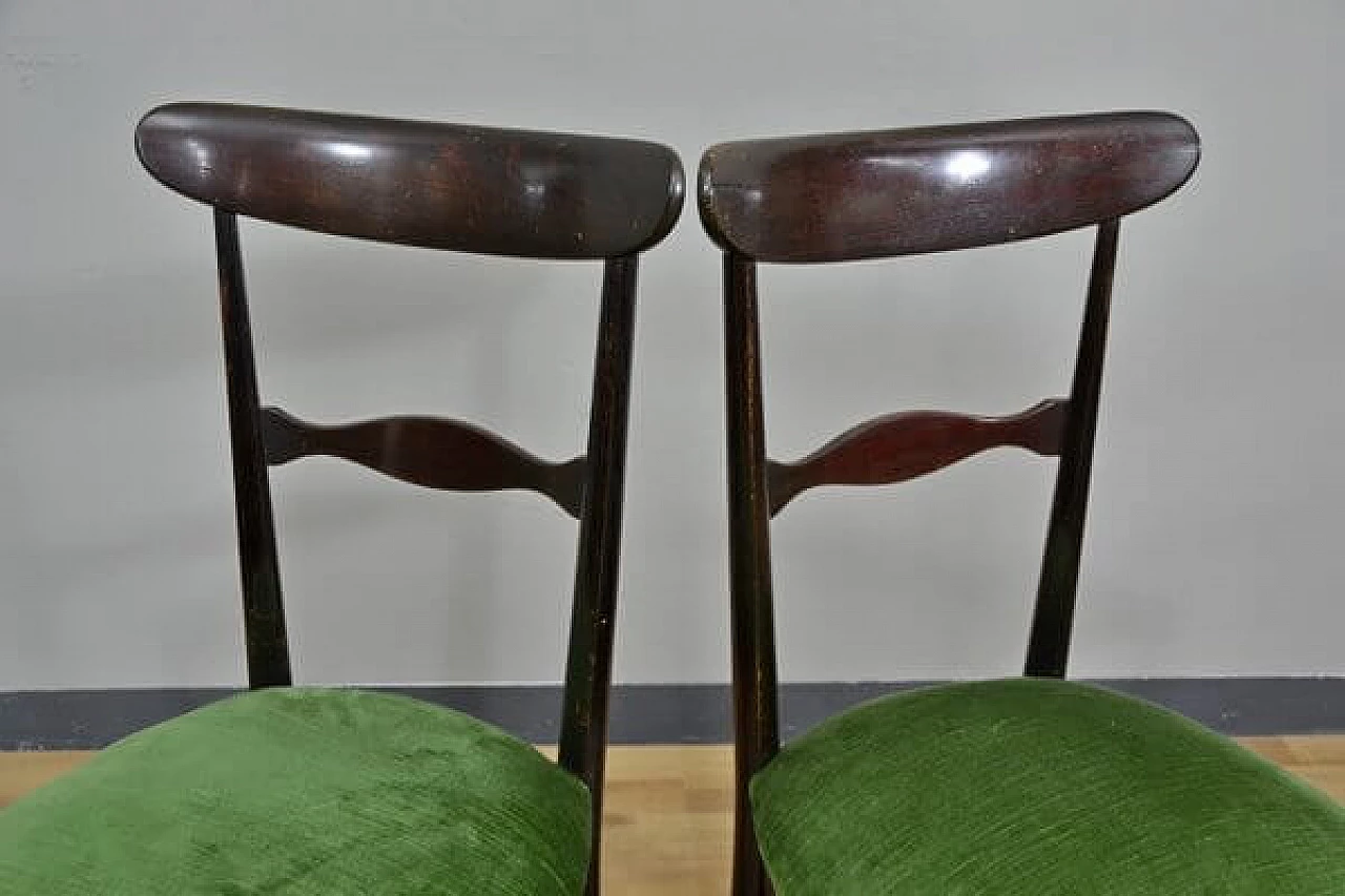 4 Campanino walnut chairs by Descalzi for Fratelli Levaggi, 1950s 9